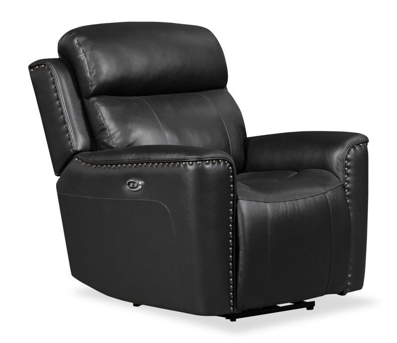 Quincy Genuine Leather Recliner Black The Brick