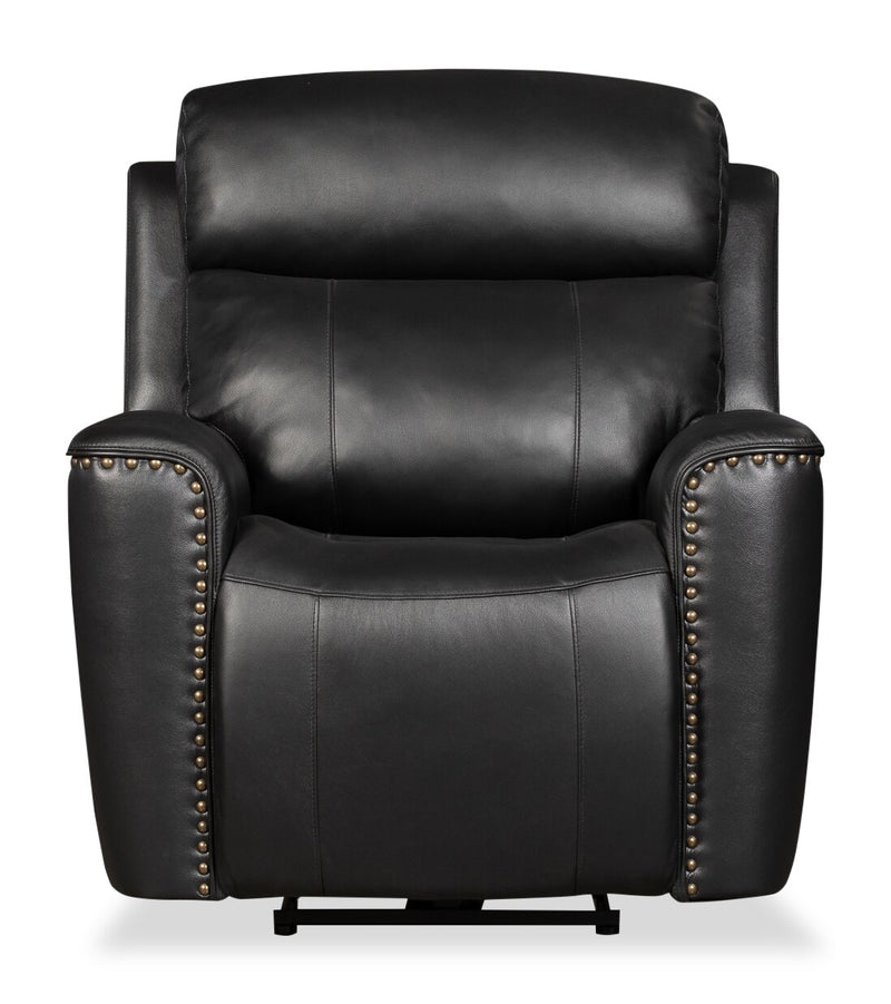 Quincy Genuine Leather Recliner Black The Brick