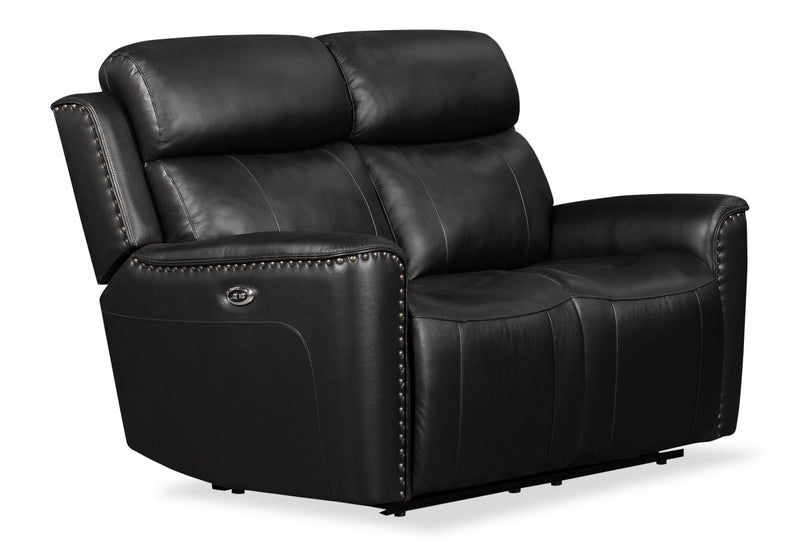 Quincy Genuine Leather Reclining Loveseat Black The Brick