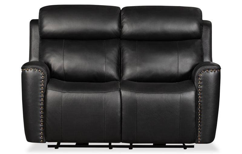 Quincy Genuine Leather Reclining Loveseat Black The Brick