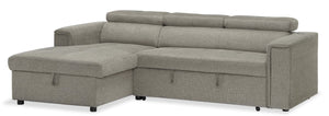 Savvy 2-Piece Linen-Look Fabric Left-Hand Sleeper Sectional - Grey