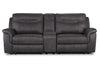 Floy 99\" Faux Suede Power Reclining Loveseat with Power Headrests, Storage Console and USB Ports - Grey