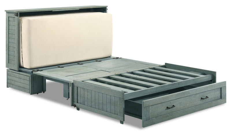 Parker Cabinet Bed with Memory Foam Mattress, Blue - Queen Size