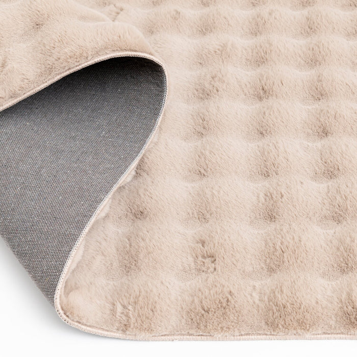 Faux Fur Bubble Taupe Area Rug with Memory Foam Backing - 5' x 7'