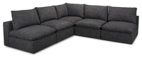 Fusion Modular 5-Piece Charcoal Grey Chenille Fabric Armless Sectional