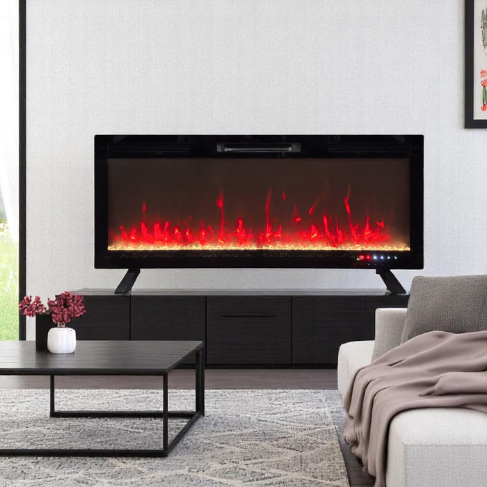 Mirage 48\" Modern Electric Free Standing Wall Mountable Fireplace - Black