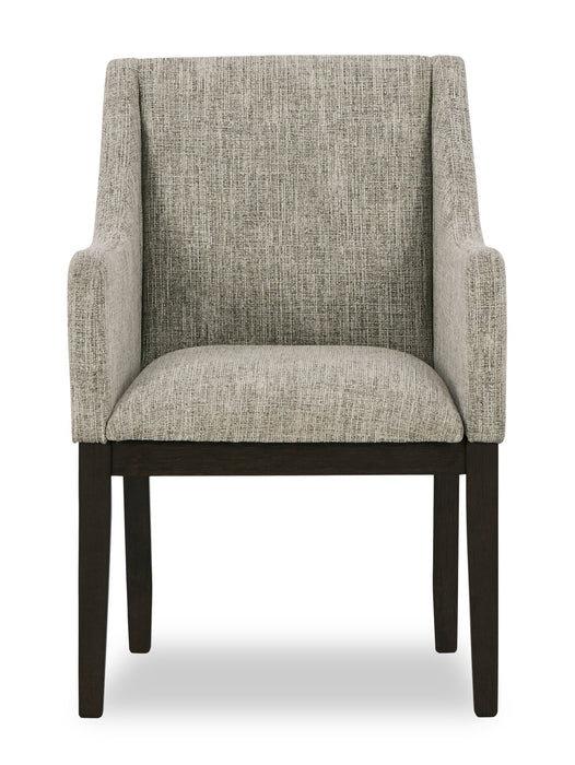 Metro Dining Arm Chair with Polyester Fabric - Beige & Brown