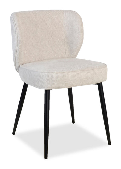 Sara Wing-Back Dining Chair with Polyester Fabric, Metal - White | Chaise de salle à manger Sara à oreilles en tissu de polyester et en métal - blanche
