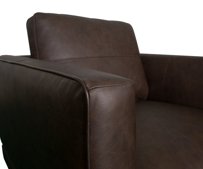 Melrose 36.5\" Top-Grain Genuine Leather Chair with Metal Legs - Dark Brown