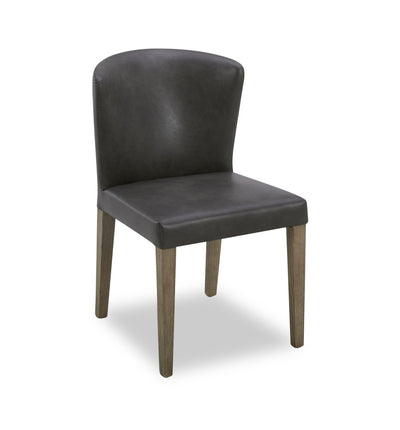 Arlo Dining Chair with Vegan Leather Fabric - Charcoal | Chaise de salle à manger Arlo en tissu de cuir végétalien - anthracite
