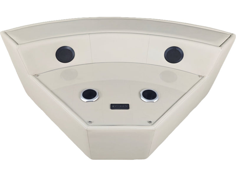 Zen 3-Piece Leather-Look Fabric Power Reclining Sectional with Massage and Two Refrigerator Consoles - Apricot