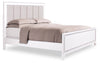 Halo Panel Bed with Headboard & Frame, LED, Glam, White - King Size