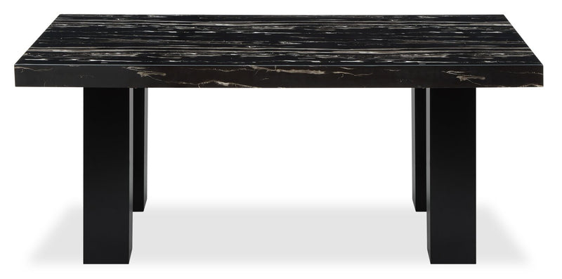 Burk 5pc Dining Set with Table & 4 Chairs, Resin Marble-Look Top, 72\"W - Black/White