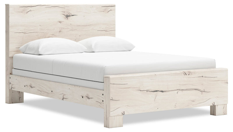 Derekson Panel Bed with Headboard & Frame, Rustic White - Queen Size ...