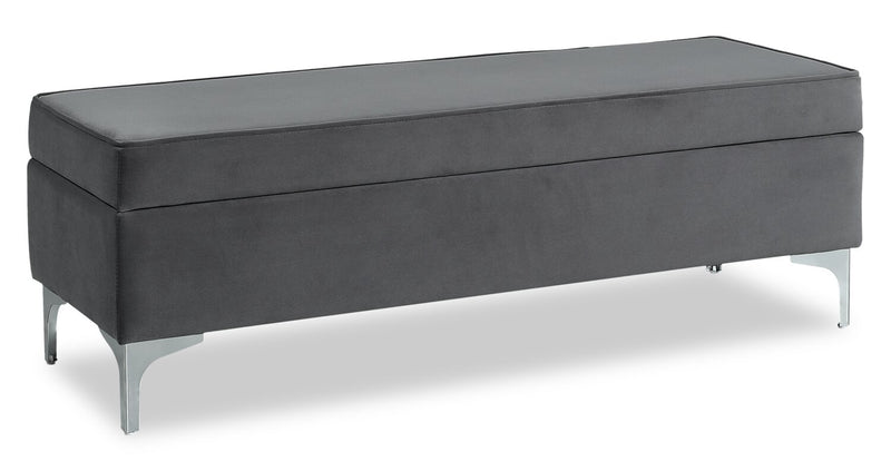 Vivienne 47.25\" Fabric Storage Ottoman - Grey