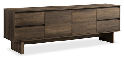 Burkley 71” Modern TV Stand with Storage and Cable Management for TVs up to 80” - Dark Brown | Meuble pour téléviseur moderne Burkley de 71 po avec rangement et système de gestion des câbles pour téléviseurs jusqu’à 80 po - brun foncé