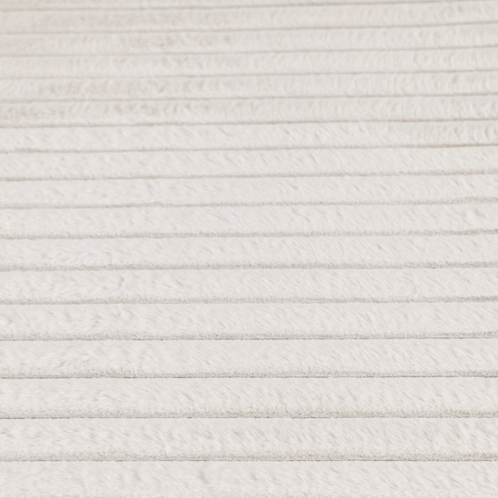 Faux Fur Channel Ivory Area Rug with Memory Foam Backing - 7' x 10'