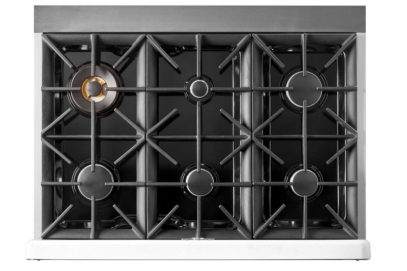 Classic Retro by Unique 36\" 5.2 Cu. Ft. 6-Burner Gas Range with Convection - Marshmallow White - UGP-36CR W
