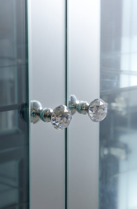 Roxie 31.5” Accent Cabinet with Glass Doors and LED Lighting - Silver