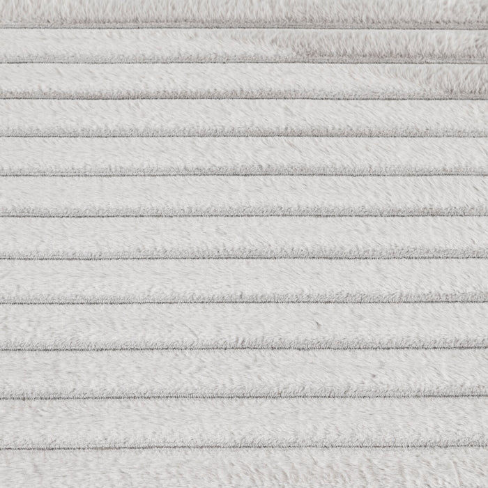 Faux Fur Channel Light Grey Area Rug with Memory Foam Backing - 5' x 7'