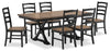 Raven 7pc Dining Package with 60-78\"W Extension Table & 6 Chairs - Two-Tone Black & Brown