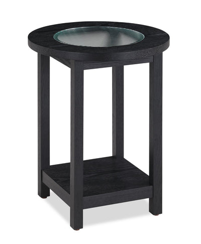 Dalton 18" Chairside Table with Glass Top – Black | Table de fauteuil Dalton de 18 po avec dessus en verre - noire