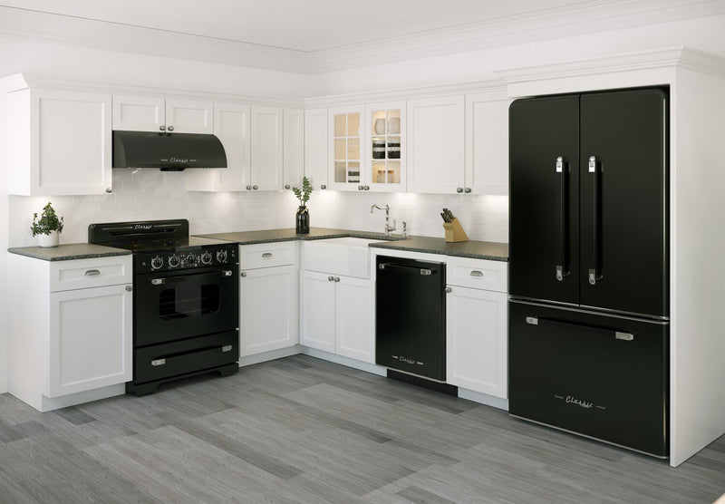 Classic Retro by Unique 36\" 21.4 Cu. Ft. Counter-Depth Refrigerator - Midnight Black - UGP-595L B AC