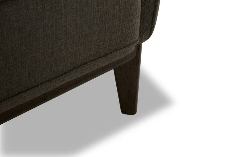 Cindy Crawford Home Gena 78.7\" Linen-Look Fabric Condo Size Sofa with Removable Back Cushions - Charcoal Grey