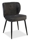 Sara Wing-Back Dining Chair with Polyester Fabric, Metal - Grey