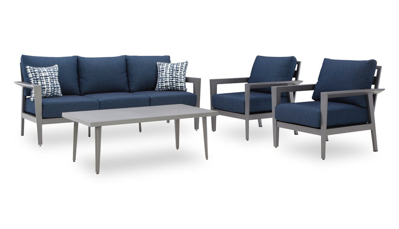 Barrie 4-Piece Outdoor Patio Set with Sofa, 2 Chairs and Table - Al ...