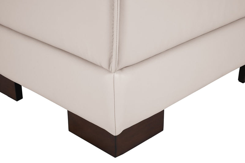 Citadel 3-Piece Right-Facing Top-Grain Genuine Leather Sectional with Wood Legs - Frost White