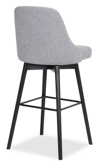 Nash Counter-Height Stool with Swivel Seat, Polyester Fabric, Metal - Grey