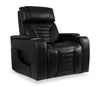 Zen 40\" Leather-Look Fabric Power Reclining Massage Chair with Power Headrest and Heated Seat - Black