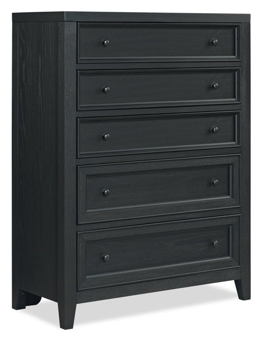 Casa Bedroom Chest of Drawers, 6-Drawer, 39\"W x 52\"H, Wood - Black