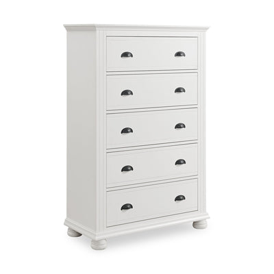 Ella Bedroom Chest of Drawers, 5-Drawer, 36"W x 53"H - White | Commode verticale de chambre à coucher Ella de 36 po (L) x 53 po (H) à 5 tiroirs - blanche