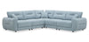 Alora 5-Piece Fabric Sectional with Three Accent Pillows and Rolled Arms - Blue