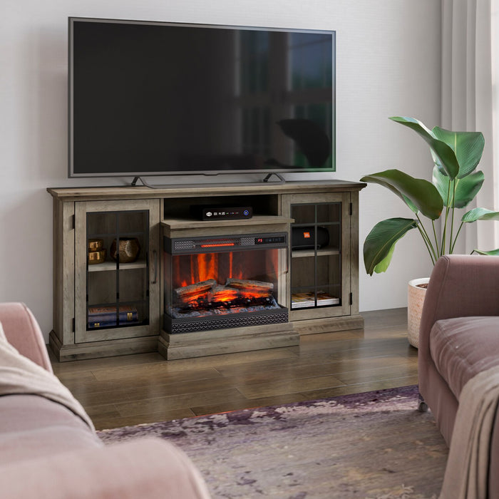 Manhasset 63\" Electric Fireplace TV Stand with Storage for TVs up to 70\" - Valley Pine