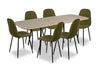 Joss 7pc Dining Set with Table & 6 Chairs - 63-86.5\"W Butterfly Extension, Metal - Natural/Green