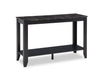 Roma 44\" Rustic Sofa Table with Shelf - Black Marble Look