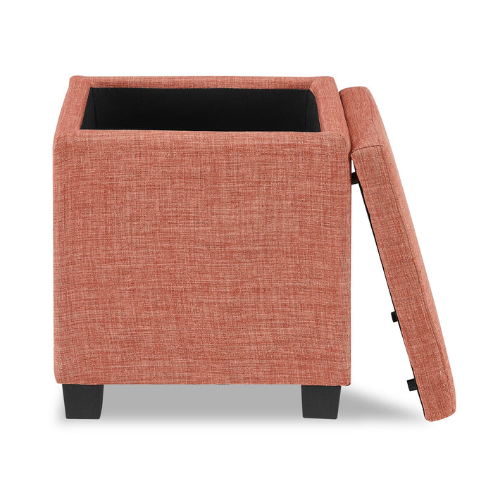 Halifax 14.75\" Square Fabric Storage Ottoman - Orange