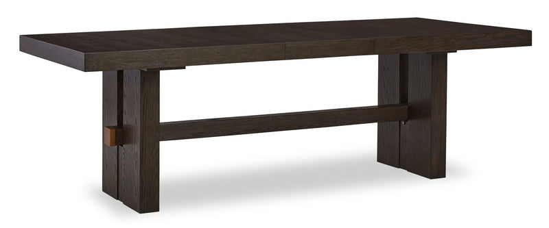 Metro Dining Table with 72-90\"W Extension, Trestle Base - Brown