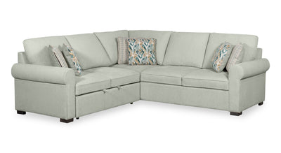Scott Living Haven 3-Piece Chenille Fabric Sleeper Sectional - Seafoam Blue | Sofa-lit sectionnel Haven de Scott Living 3 pièces en tissu de chenille - bleu écume de mer