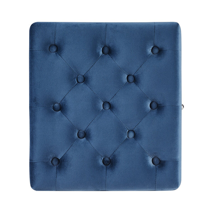 Yukon 17\" Square Velvet Storage Ottoman - Navy