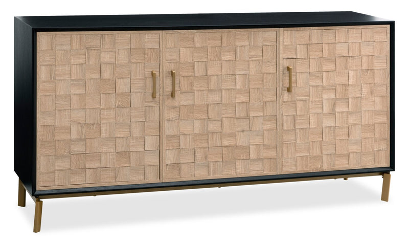 Alenna 60\" 3-Door Accent Cabinet - Black with Weathered White Doors