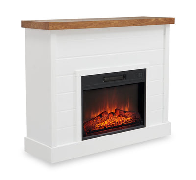 Mehgan 43.8" Modern Electric Fireplace - White & Brown Two Tone | Foyer électrique moderne Mehgan de 43,8 po - deux teintes, blanc et brun