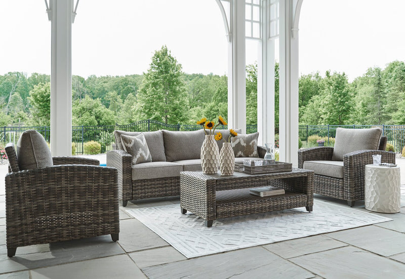 Canmore 4-Piece Outdoor Patio Set with Sofa, 2 Chairs & Coffee Table - Weather Resistant - Grey