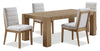 Lotus 5pc Dining Set with Table & 4 Fabric Chairs, Wood, 82\"W - Natural/Grey
