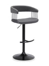Java Barstool with Swivel & Adjustable Seat, Vegan Leather Fabric, Metal - Grey