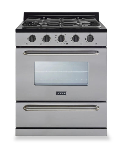 Classic Off-Grid by Unique 30" 3.9 Cu. Ft. Propane Range with Battery Ignition - UGP-30G OF2 S/S | Cuisinière au gaz propane hors réseau classique Unique de 30 po et de 3,9 pi3 avec allumage à pile - UGP-30G OF2 S/S | UGP30GSS