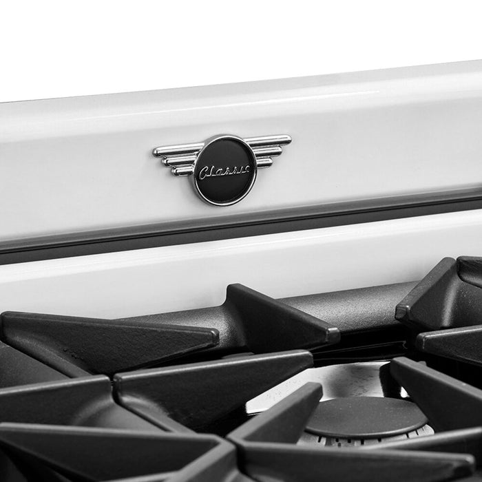 Classic Retro by Unique 36\" 5.2 Cu. Ft. 6-Burner Gas Range with Convection - Marshmallow White - UGP-36CR W